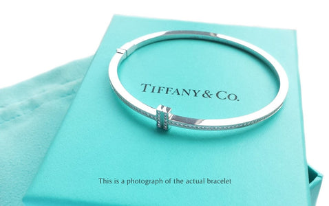 Tiffany T Diamond Hinged Bangle 18k White Gold RRP £8650 - Bloomsbury Manor Ltd