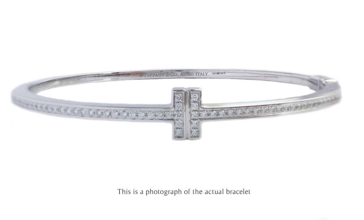 Tiffany T Diamond Hinged Bangle 18k White Gold RRP £8650 - Bloomsbury Manor Ltd