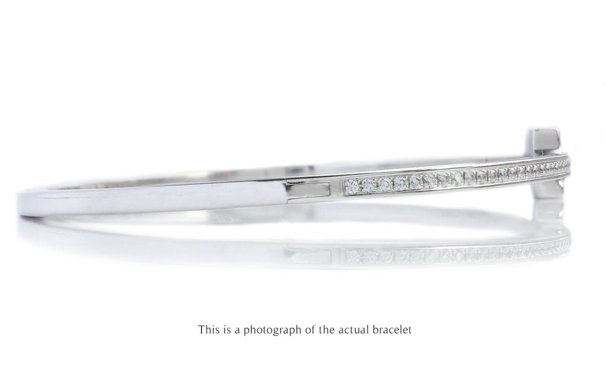 Tiffany T Diamond Hinged Bangle 18k White Gold RRP £8650 - Bloomsbury Manor Ltd