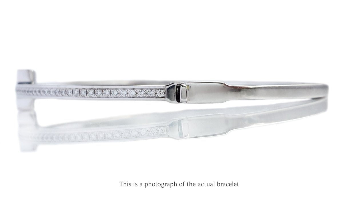 Tiffany T Diamond Hinged Bangle 18k White Gold RRP £8650 - Bloomsbury Manor Ltd