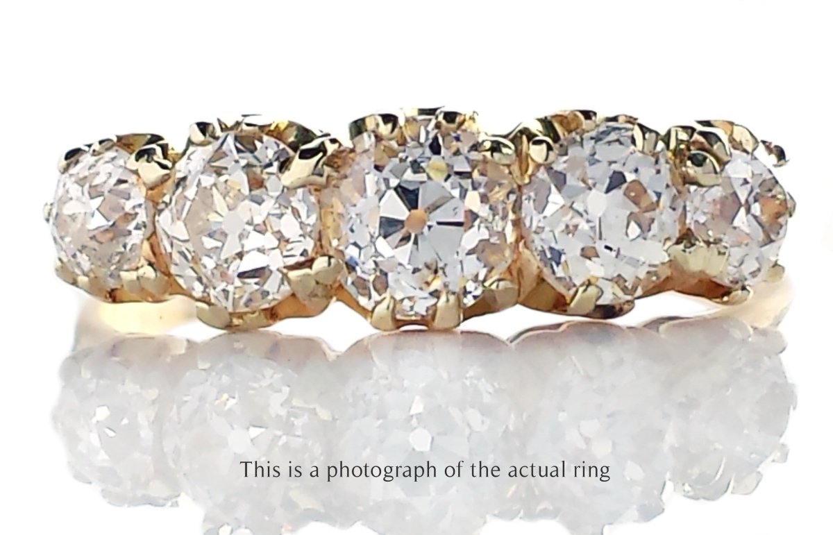 Victorian 5 Stone 1.40tcw Old European Cut Diamond Engagement Ring - Bloomsbury Manor Ltd