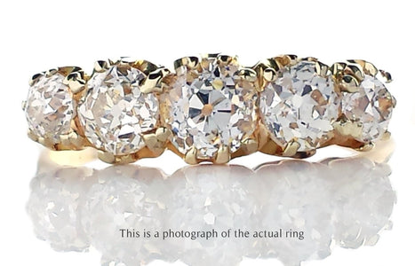 Victorian 5 Stone 1.40tcw Old European Cut Diamond Engagement Ring - Bloomsbury Manor Ltd