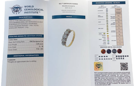 Victorian 5 Stone 1.40tcw Old European Cut Diamond Engagement Ring - Bloomsbury Manor Ltd