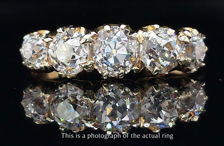 Victorian 5 Stone 1.40tcw Old European Cut Diamond Engagement Ring - Bloomsbury Manor Ltd