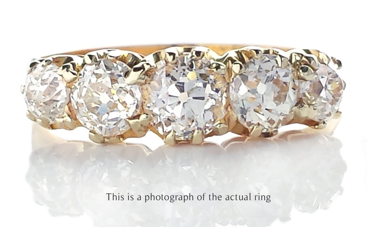 Victorian 5 Stone 1.40tcw Old European Cut Diamond Engagement Ring - Bloomsbury Manor Ltd