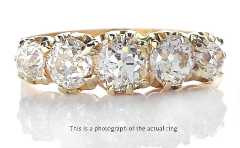 Victorian 5 Stone 1.40tcw Old European Cut Diamond Engagement Ring - Bloomsbury Manor Ltd