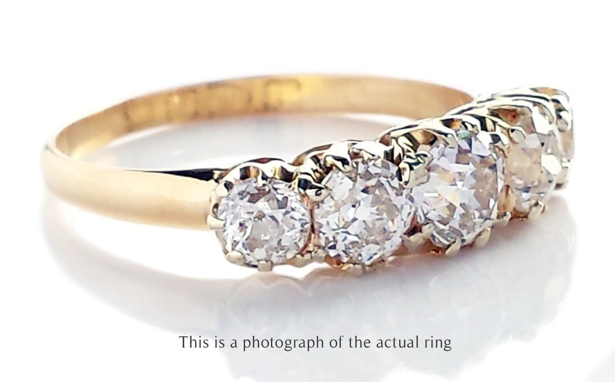 Victorian 5 Stone 1.40tcw Old European Cut Diamond Engagement Ring - Bloomsbury Manor Ltd