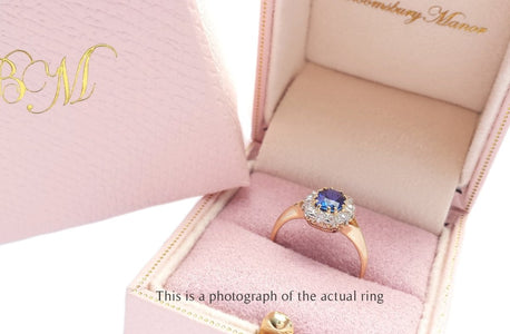 Victorian Unheated Ceylon Sapphire Cluster Engagement Ring - Bloomsbury Manor Ltd