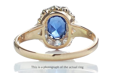 Victorian Unheated Ceylon Sapphire Cluster Engagement Ring - Bloomsbury Manor Ltd