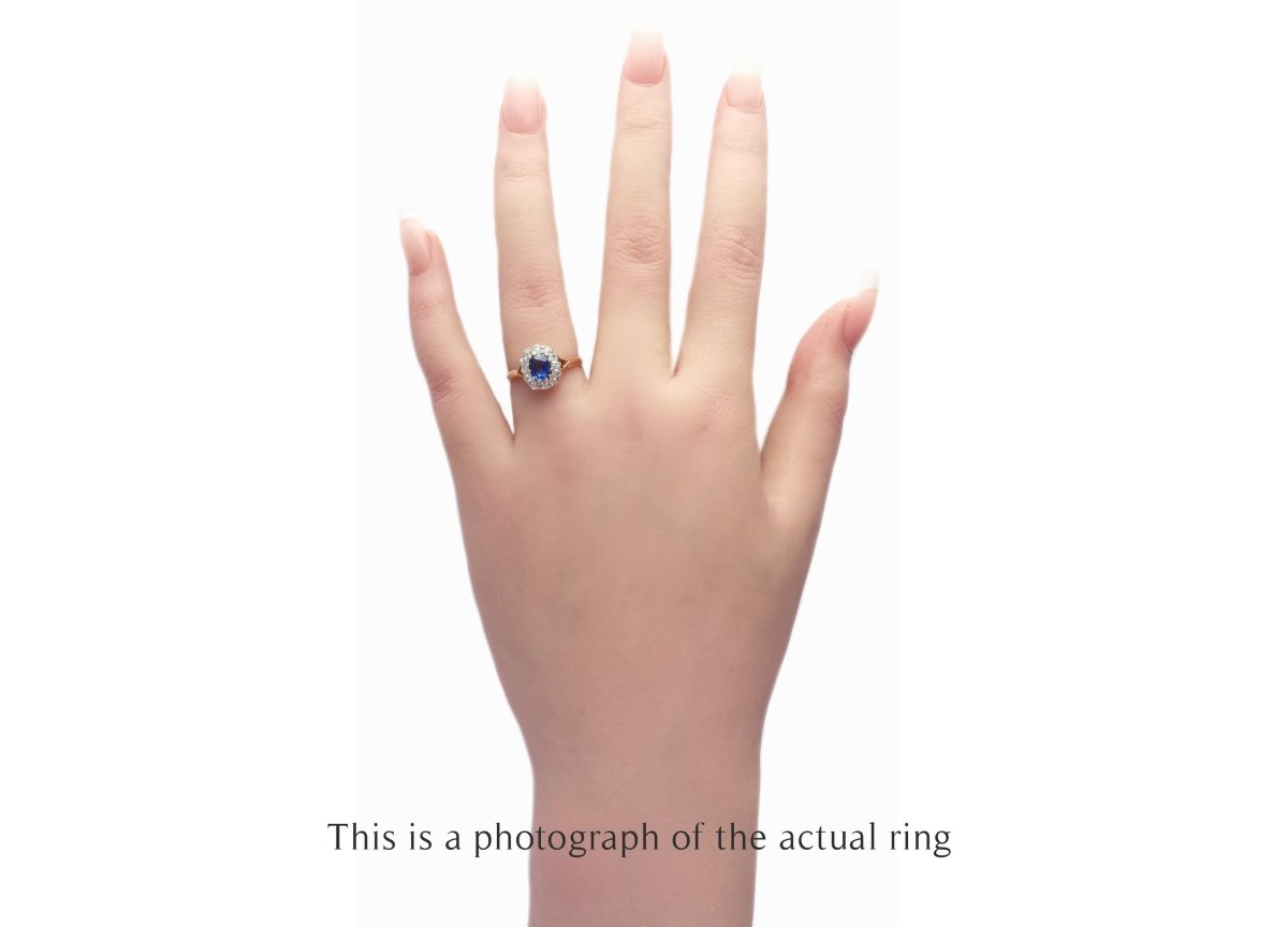 Victorian Unheated Ceylon Sapphire Cluster Engagement Ring - Bloomsbury Manor Ltd