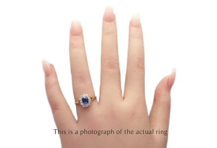 Victorian Unheated Ceylon Sapphire Cluster Engagement Ring - Bloomsbury Manor Ltd