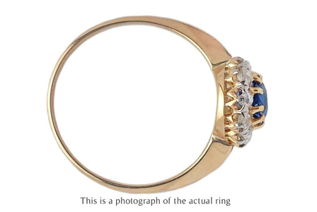 Victorian Unheated Ceylon Sapphire Cluster Engagement Ring - Bloomsbury Manor Ltd