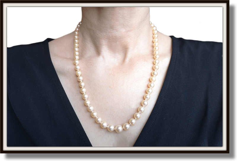 Vintage 1940s Cultured Pearl Necklace with 7.30ct Citrine Clasp - Bloomsbury Manor Ltd