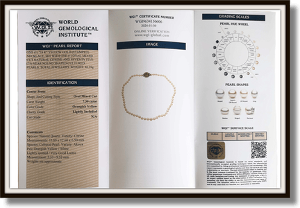 Vintage 1940s Cultured Pearl Necklace with 7.30ct Citrine Clasp - Bloomsbury Manor Ltd