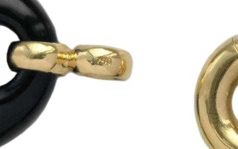 Vintage 1980s Onyx Puffed Anchor Mariner Link Bracelet 18k Gold - Bloomsbury Manor Ltd