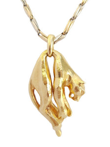 Vintage 1981 Cartier Large Panthère Molle Pendant Necklace with Chain close up - Bloomsbury Manor Ltd