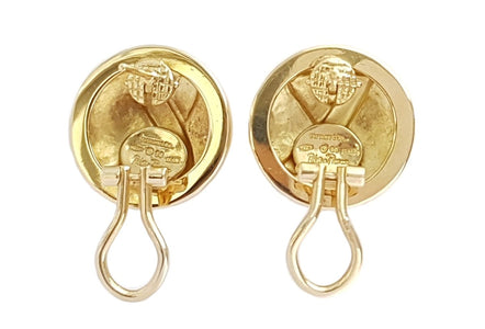 Vintage 1990 Tiffany & Co Paloma Picasso Kiss Disc Earrings 18k Gold - Bloomsbury Manor Ltd
