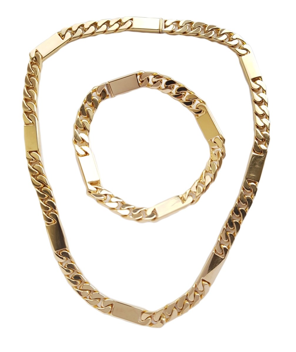 Vintage Bulgari Bvlgari 1970s Heavy Curb Chain Necklace Bracelet