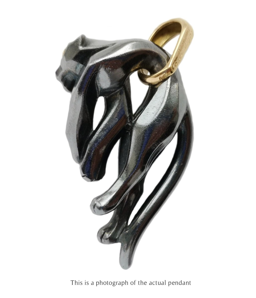 Vintage Cartier Silverium Panthere Black Pendant - Bloomsbury Manor Ltd