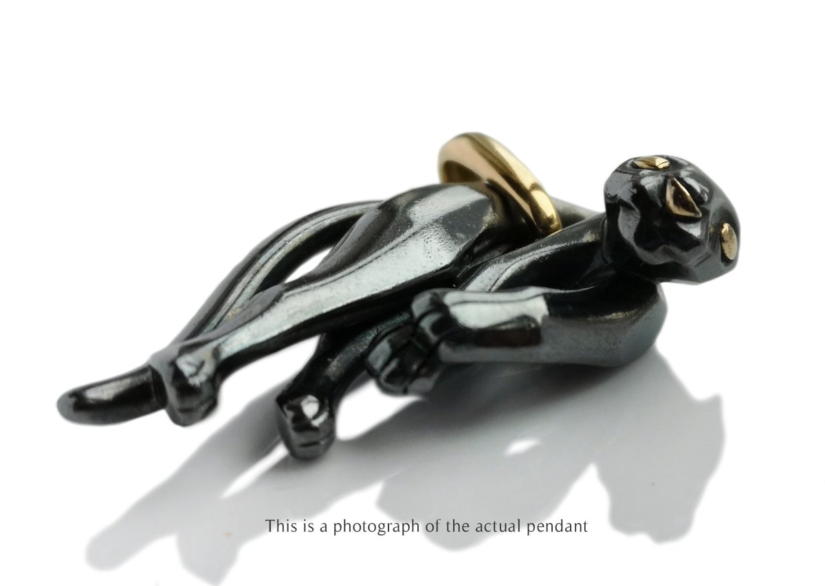 Vintage Cartier Silverium Panthere Black Pendant - Bloomsbury Manor Ltd