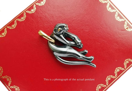 Vintage Cartier Silverium Panthere Black Pendant - Bloomsbury Manor Ltd