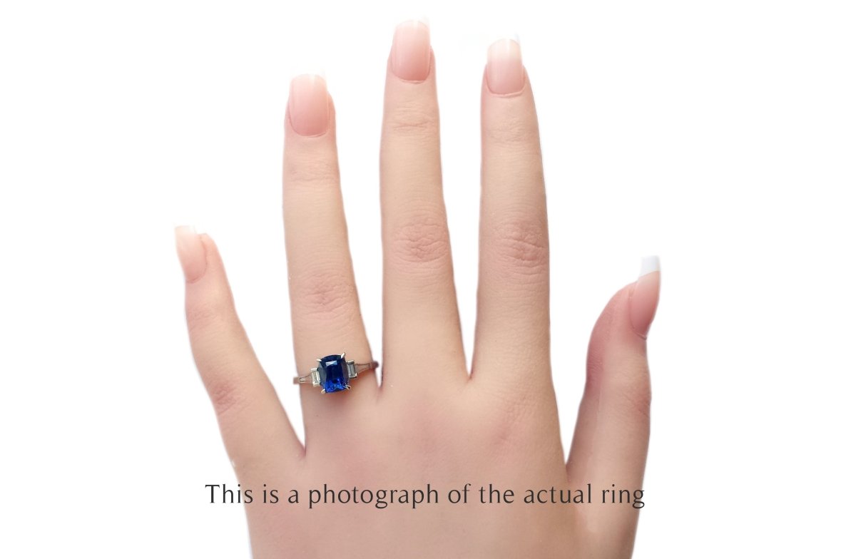 Vintage Mid Century 3.11ct Unheated Natural Ceylon Sapphire Diamond Engagement Ring - Bloomsbury Manor Ltd