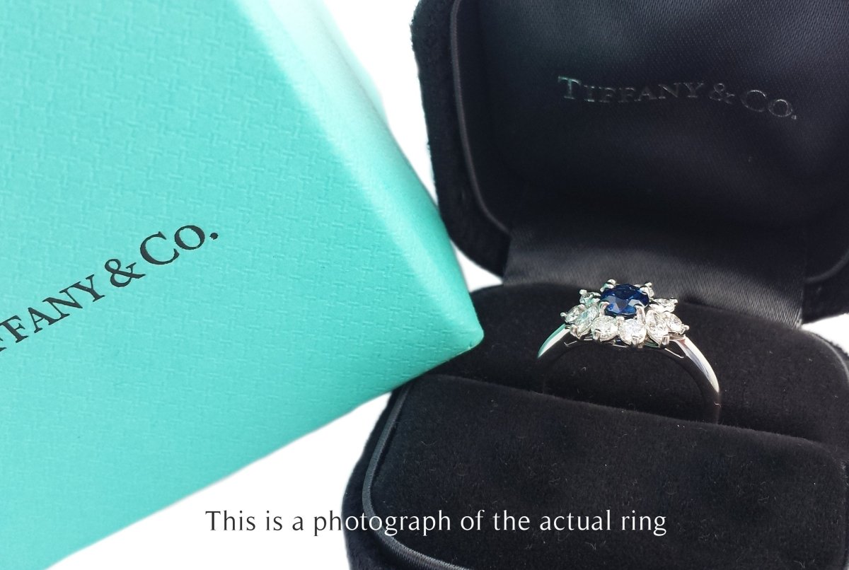 Vintage Sapphire Diamond Cluster Engagement Ring - Bloomsbury Manor Ltd