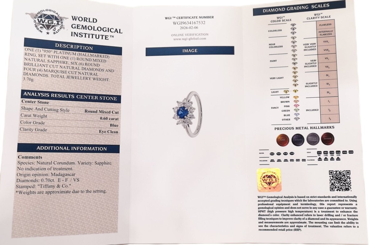 Vintage Sapphire Diamond Cluster Engagement Ring - Bloomsbury Manor Ltd