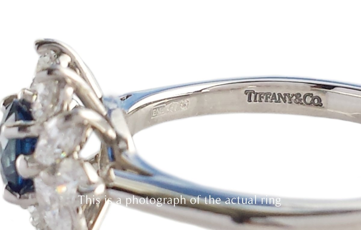 Vintage Sapphire Diamond Cluster Engagement Ring - Bloomsbury Manor Ltd