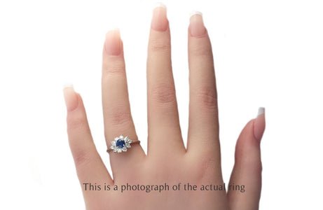 Vintage Sapphire Diamond Cluster Engagement Ring - Bloomsbury Manor Ltd