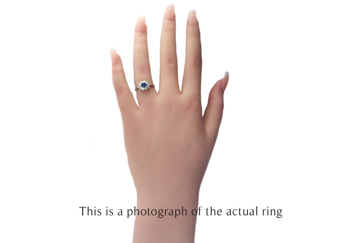 Vintage Sapphire Diamond Cluster Engagement Ring - Bloomsbury Manor Ltd