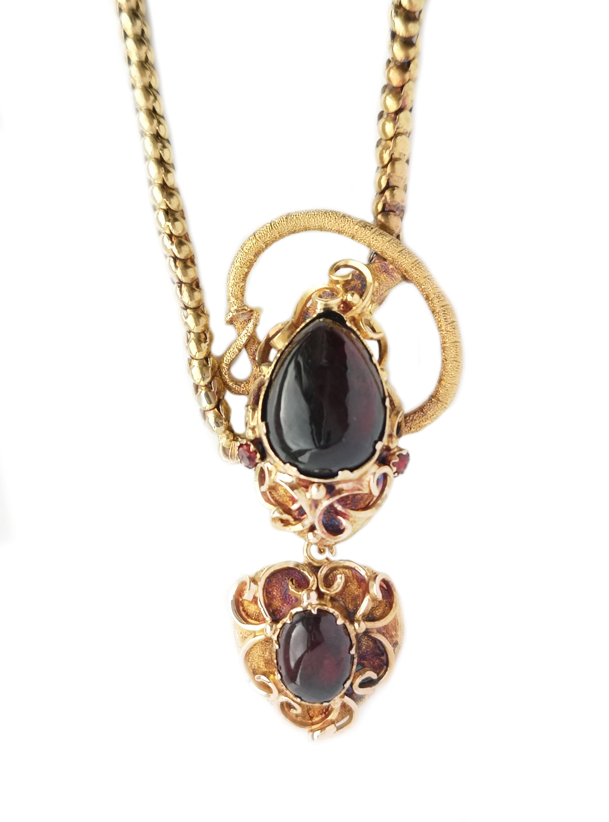 Antique Victorian Garnet Snake Necklace