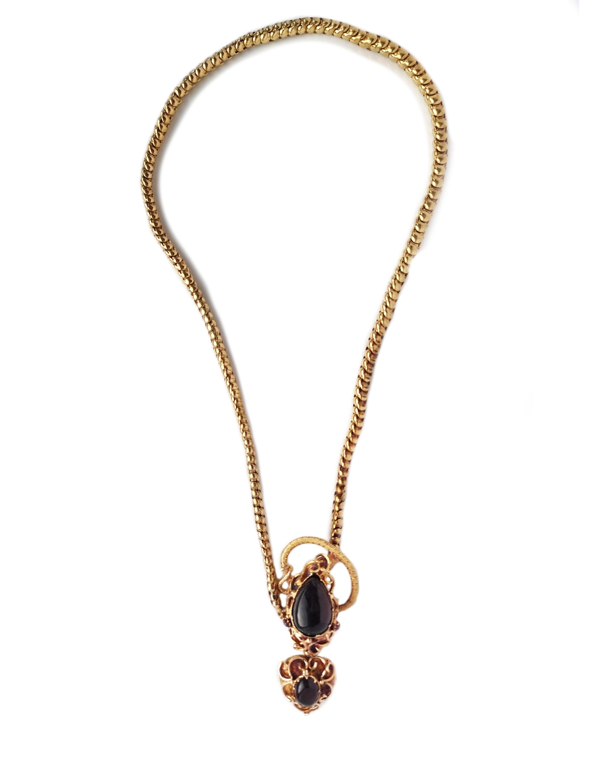 Antique Victorian Garnet Snake Necklace 