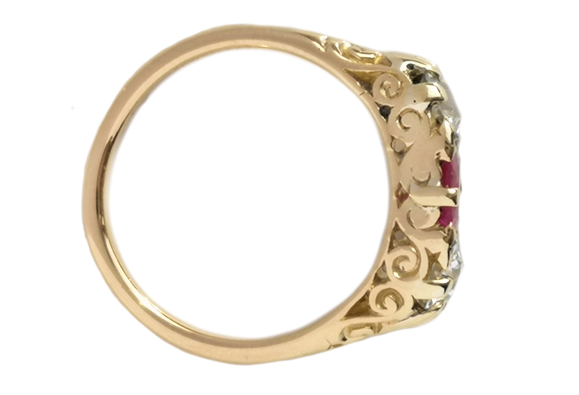 Antique Victorian 0.70ct Burmese Pink Sapphire & 0.80ct Old Cut Diamond Ring