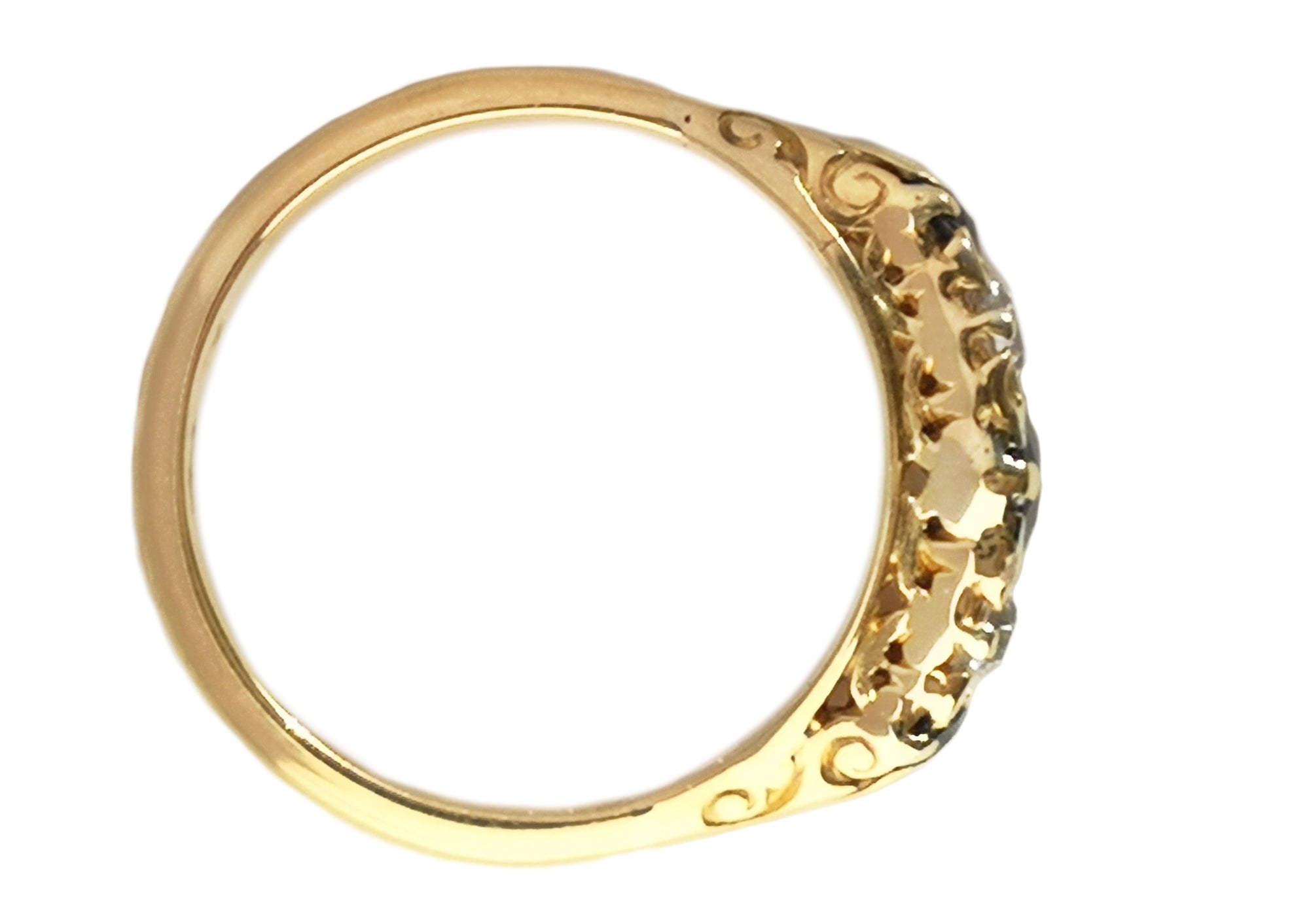 Antique Victorian 5 Stone Sapphire & Diamond 18k Gold Engagement Ring