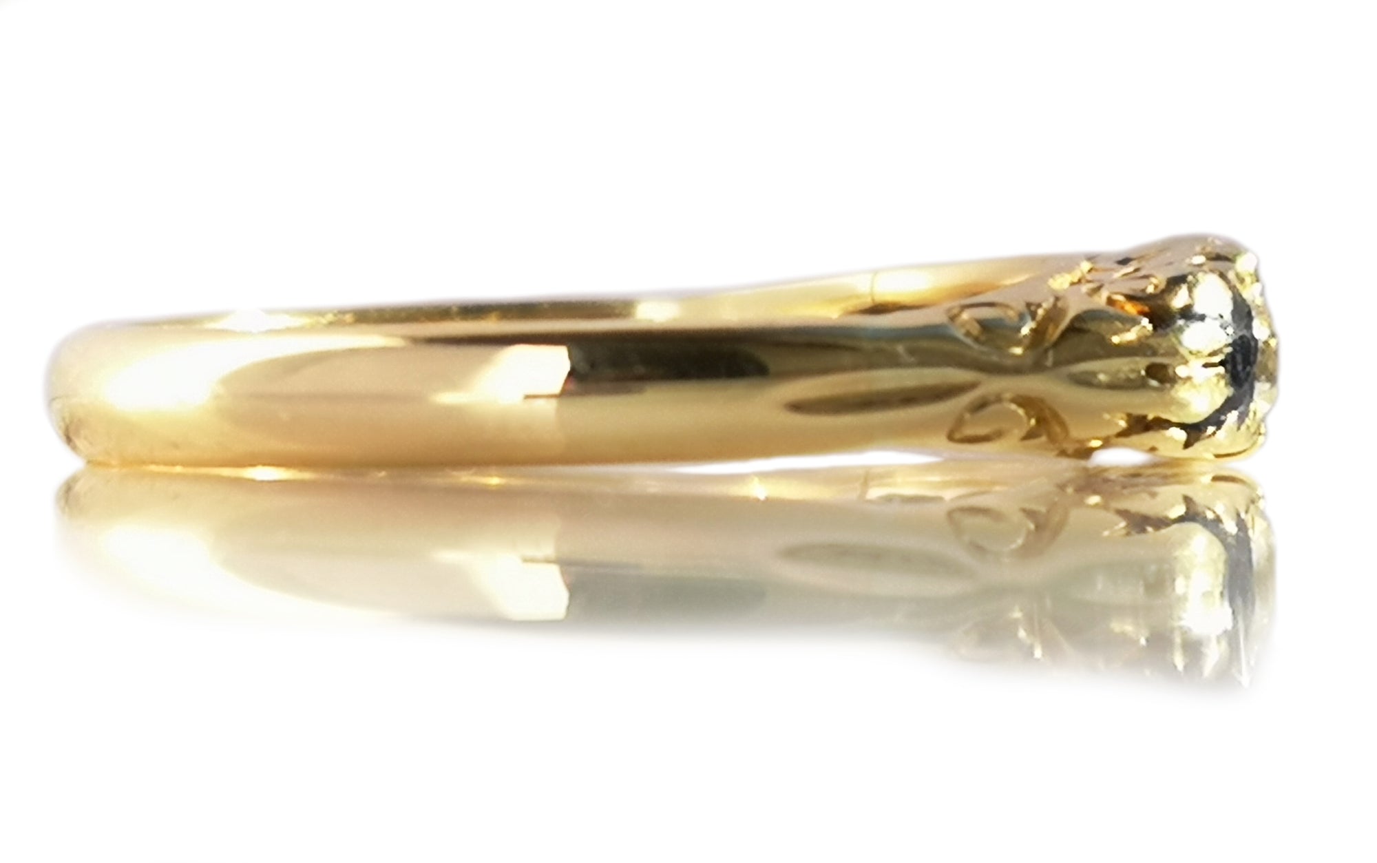 Antique Victorian 5 Stone Sapphire & Diamond 18k Gold Engagement Ring