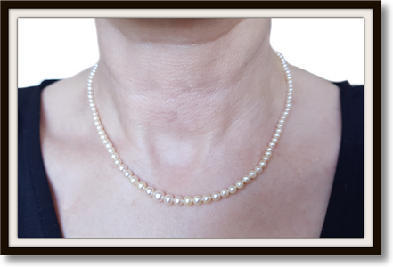Vintage 16in Graduated Cultured Akoya Pearl Necklace 9K White Gold Clasp