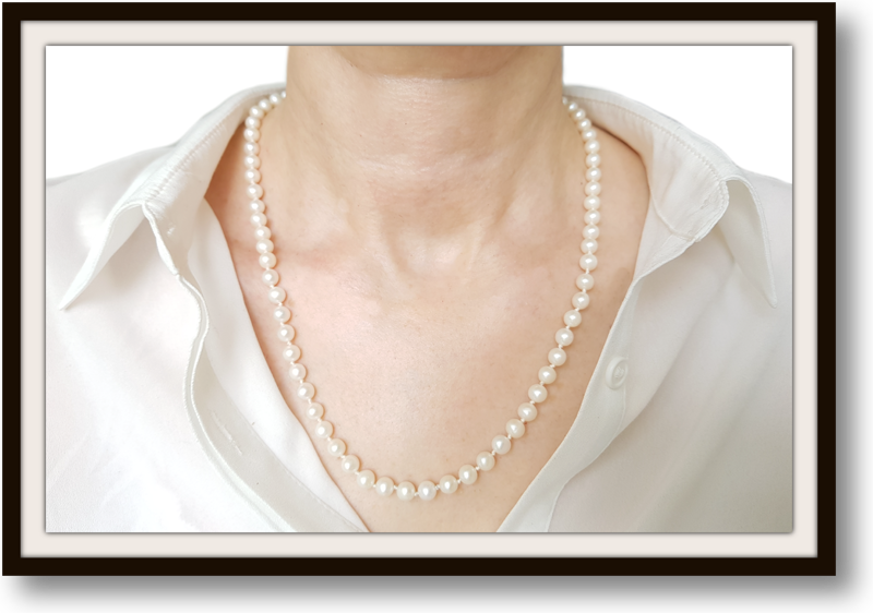 Vintage 20 inch 6.25mm Hand knotted Akoya Cultured Pearl Necklace 14k Gold Clasp