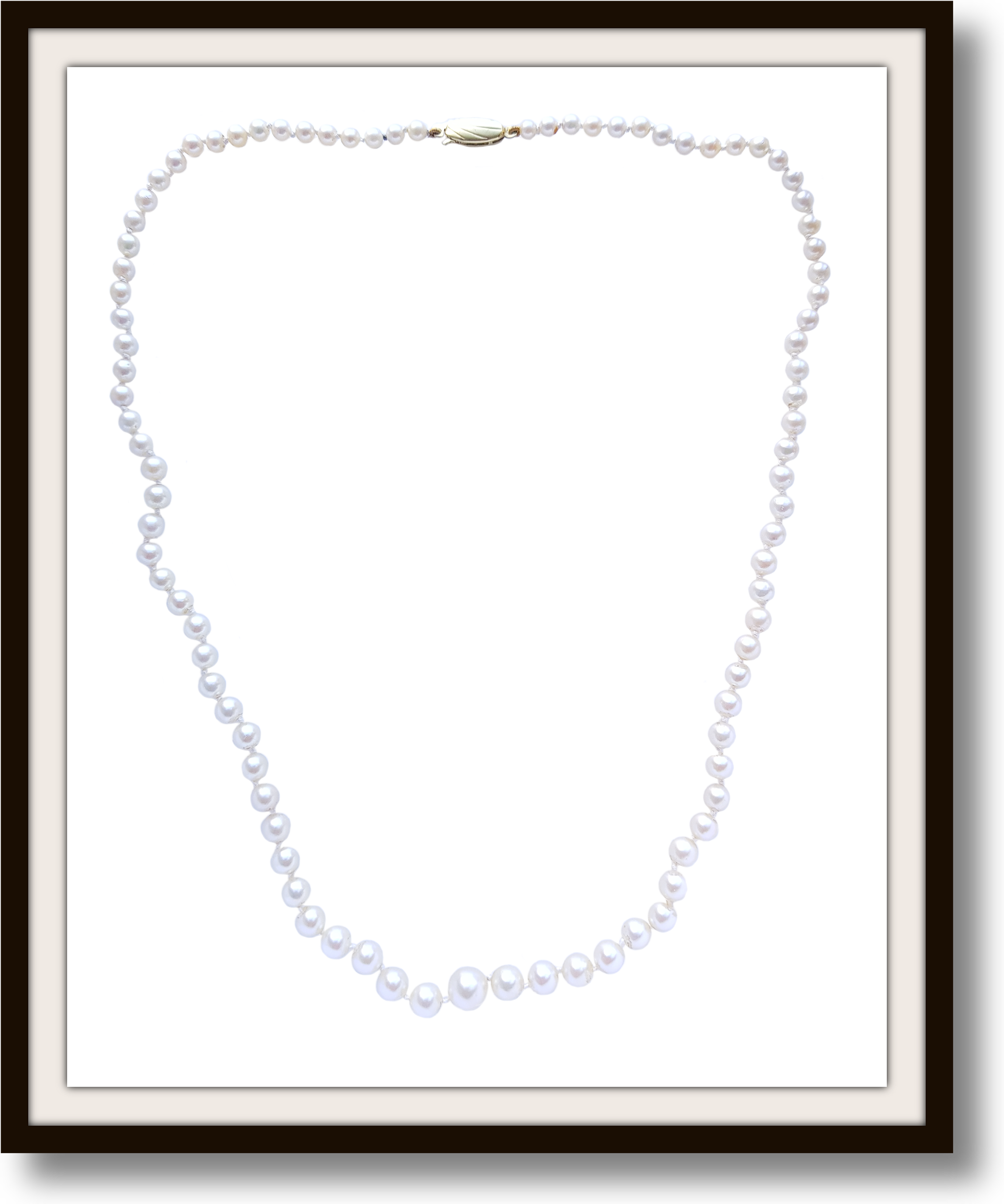 Vintage Graduated Knotted Akoya Cultured Pearl Necklace 20in 9K Gold Clasp