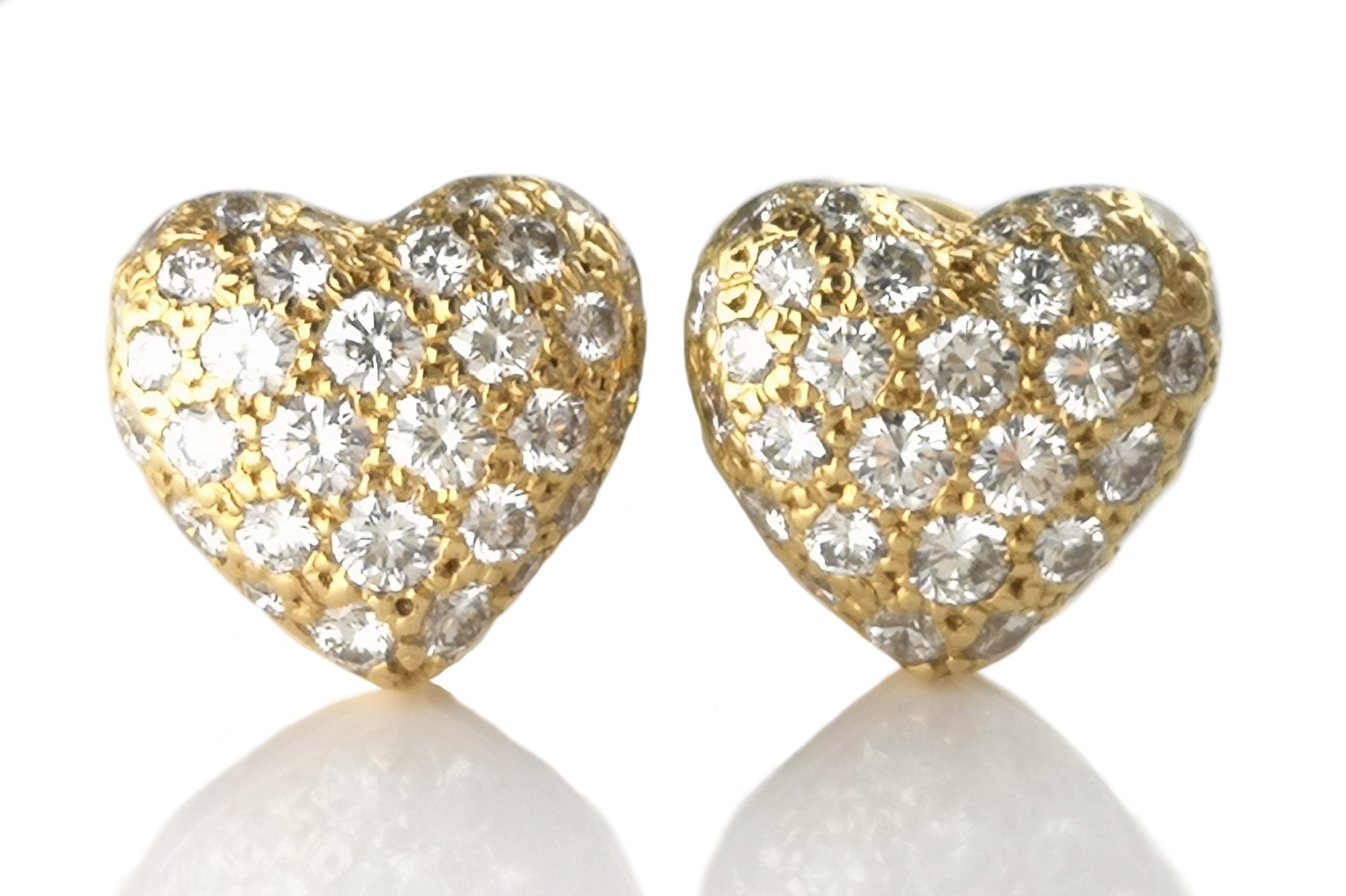 14k Yellow Gold Diamond Heart Shaped Stud Earrings 0.79 ctw – Avianne  Jewelers