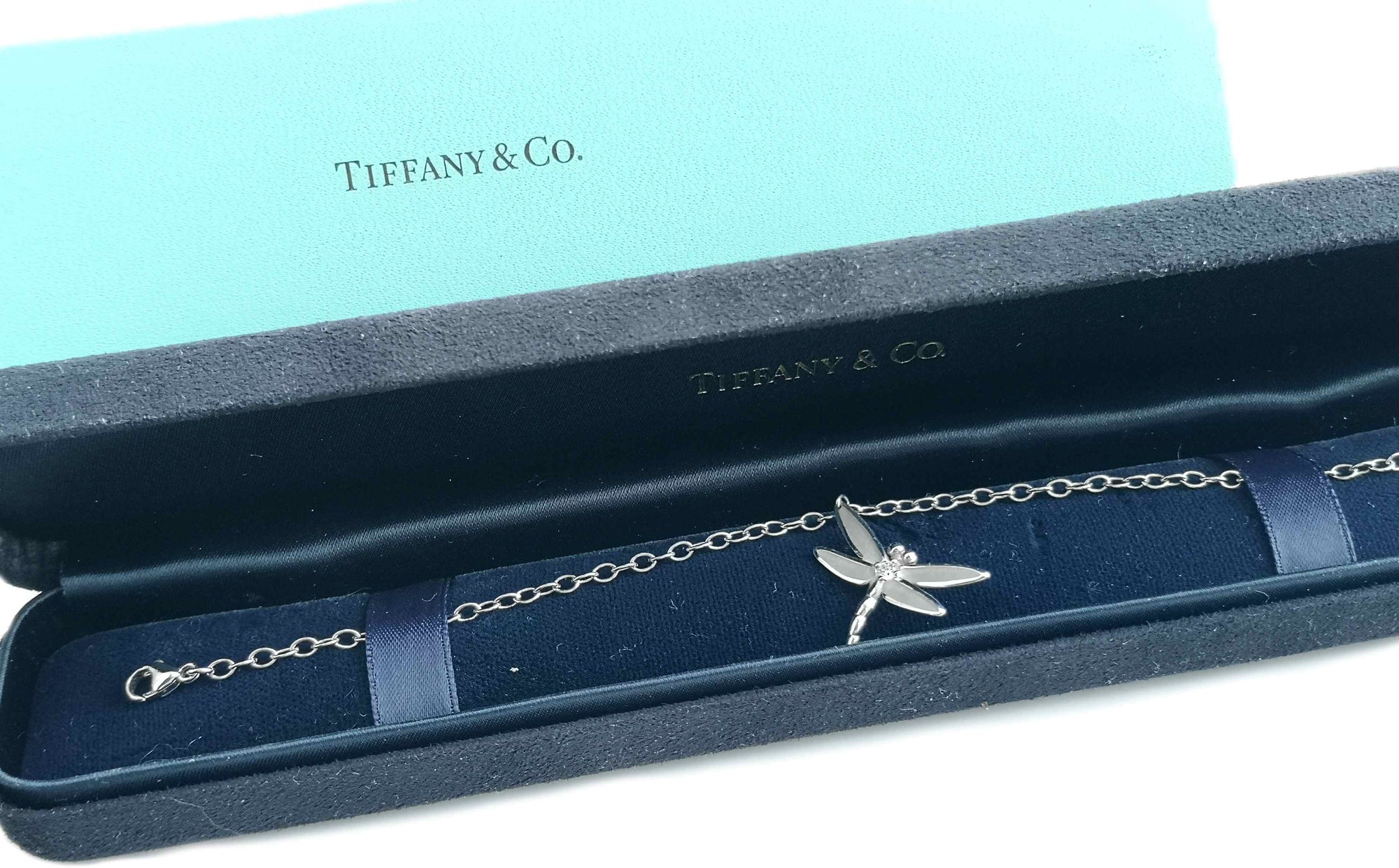 Tiffany & Co 18k Gold Diamond Drangonfly Bracelet 7in