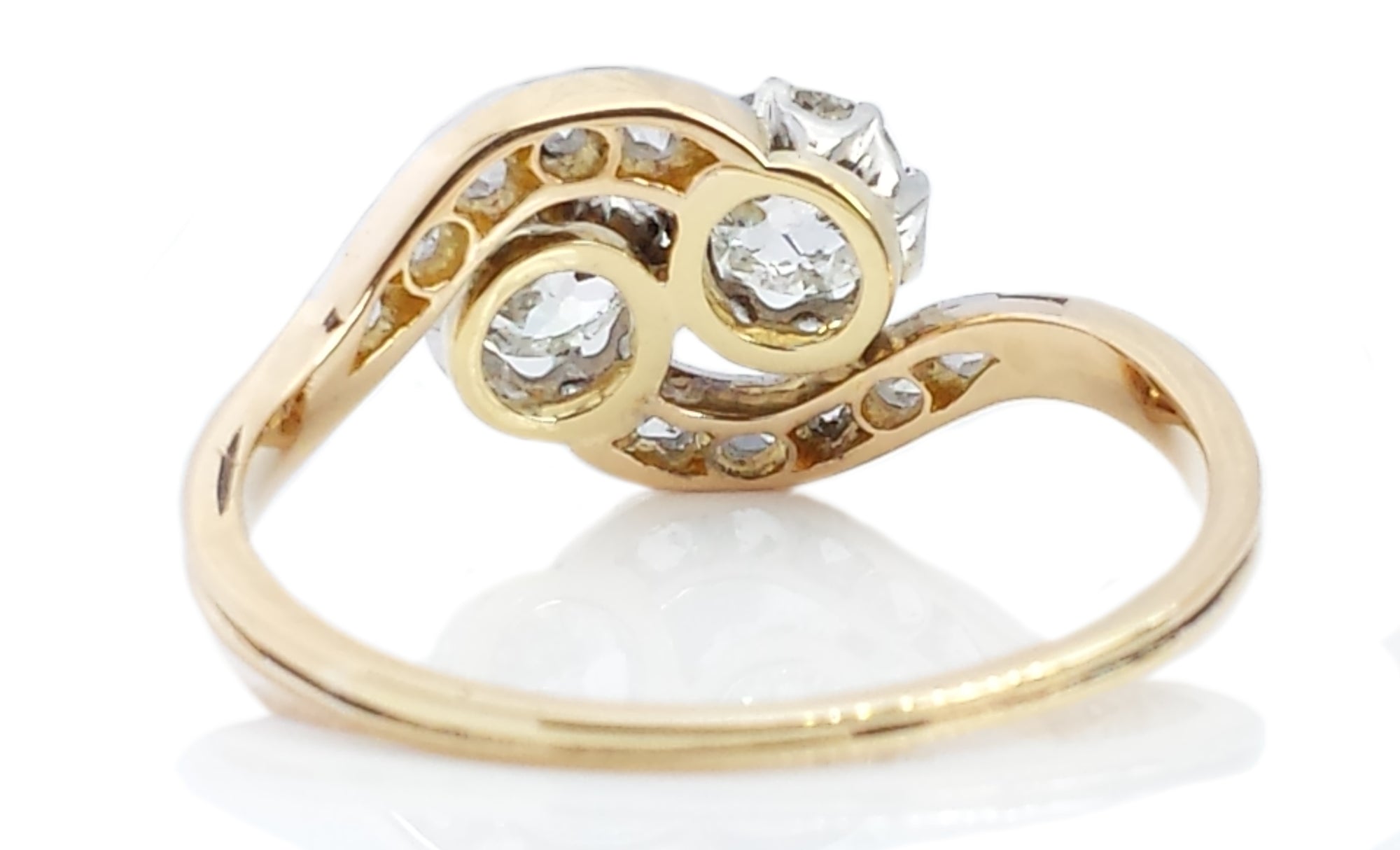Antique Victorian Edwardian Toi et Moi .86tcw Old Cut & Rose Cut Diamond Engagement Ring