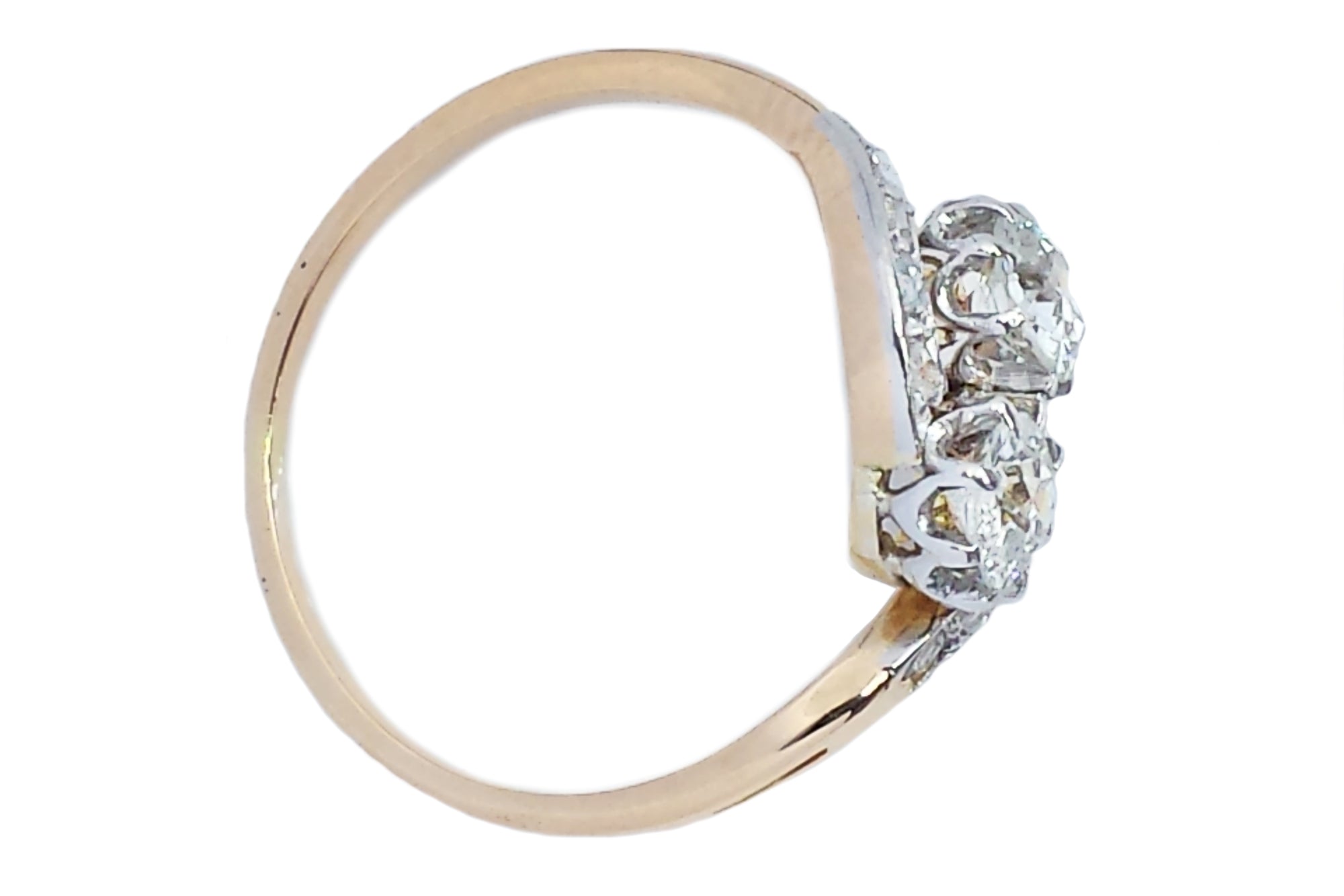 Antique Victorian Edwardian Toi et Moi .86tcw Old Cut & Rose Cut Diamond Engagement Ring