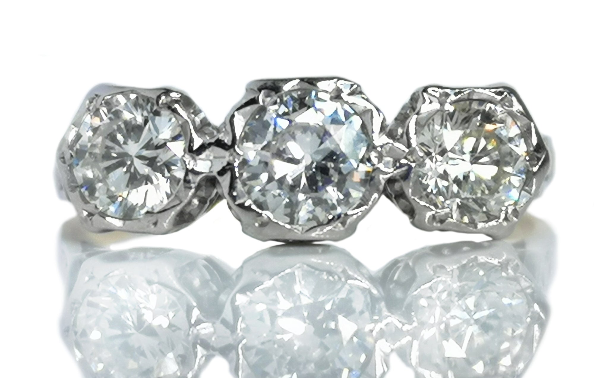 Vintage 1950s 1.40tcw G/VS 3-Stone Diamond Engagement Ring