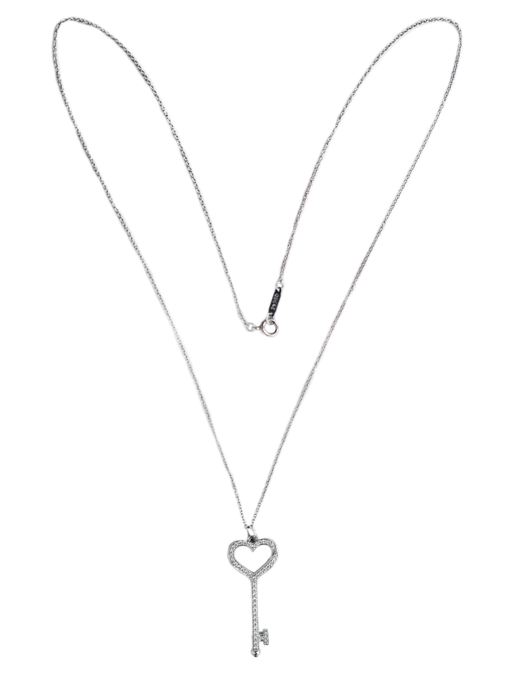 Tiffany & Co. Heart Key Diamond Pendant, Small, 20" Chain