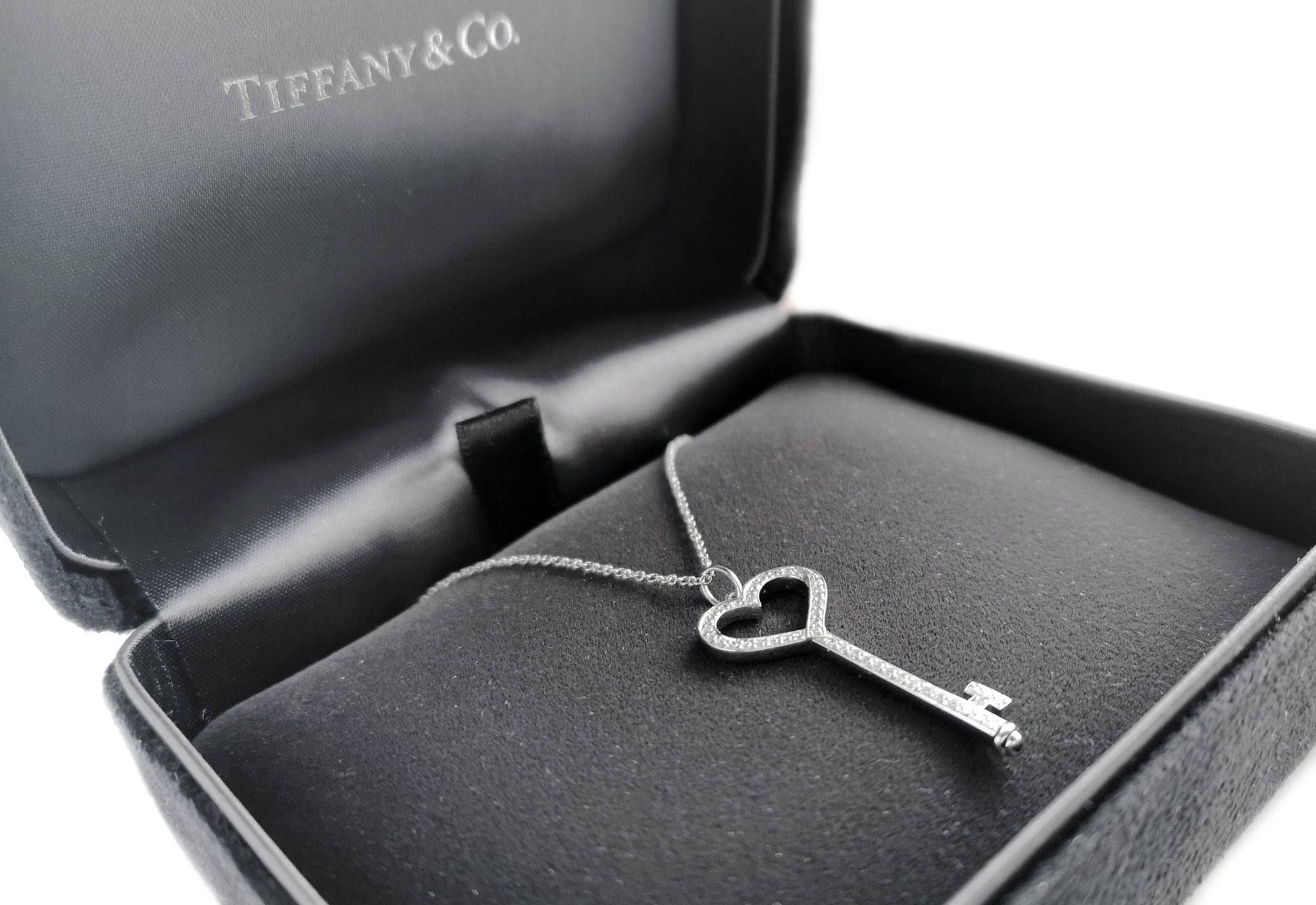 Tiffany & Co. Heart Key Diamond Pendant, Small, 20" Chain