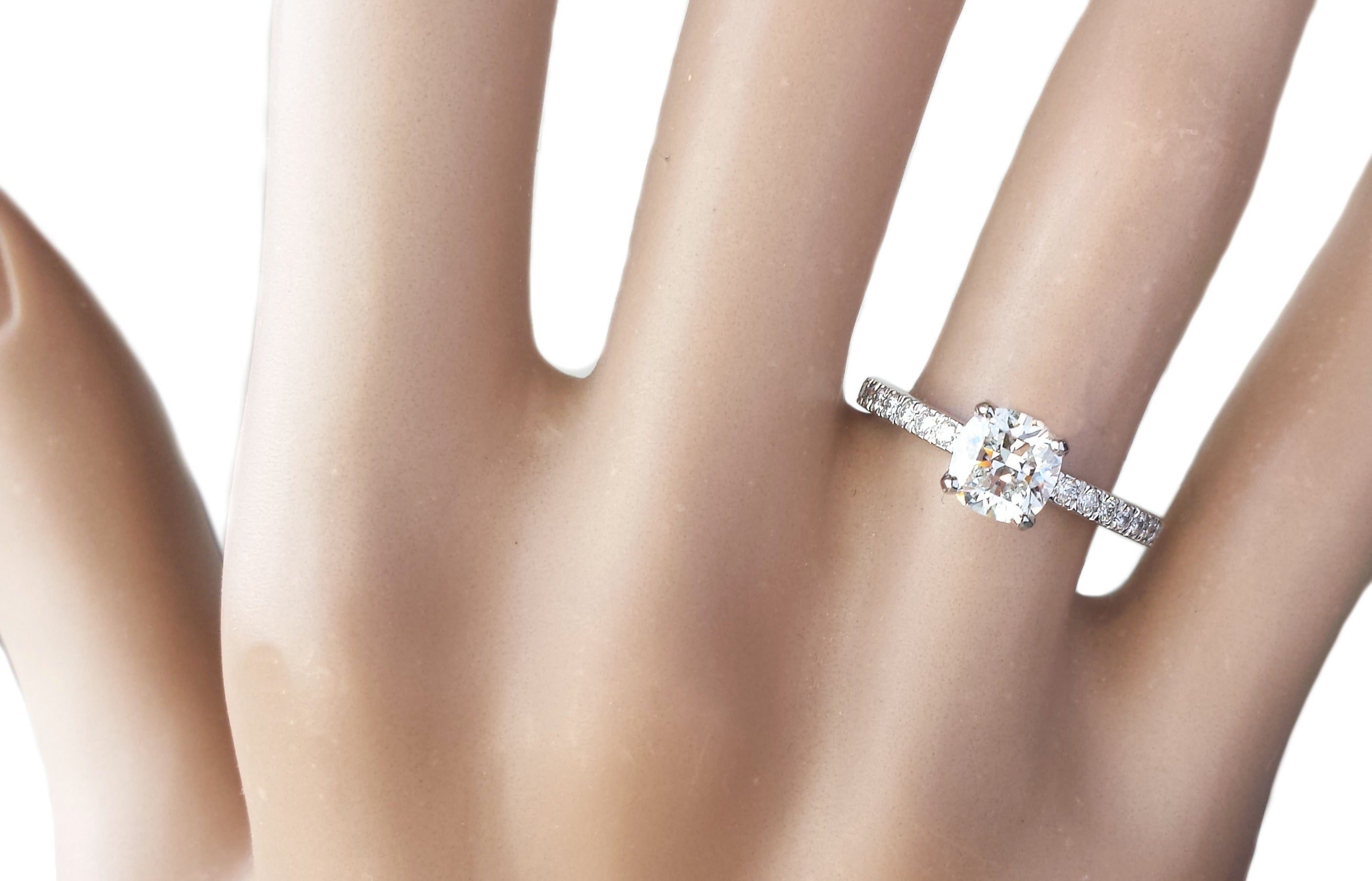 Tiffany & Co. 0.99tcw F/VVS1 Novo Diamond Engagement Ring on finger