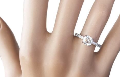 Tiffany & Co. 0.99tcw F/VVS1 Novo Diamond Engagement Ring on finger