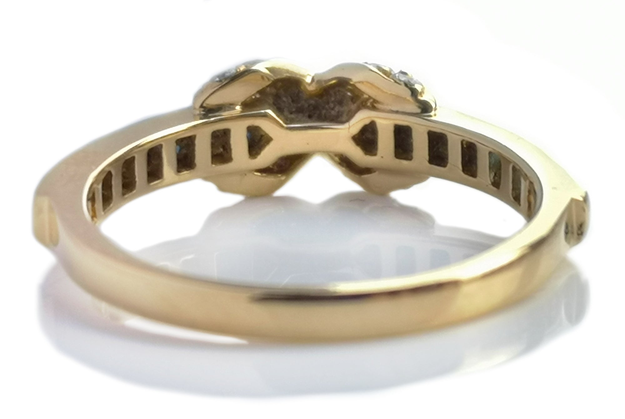 Vintage 1980s Tiffany & Co. Signature X Diamond & Sapphire 18k Gold Ring