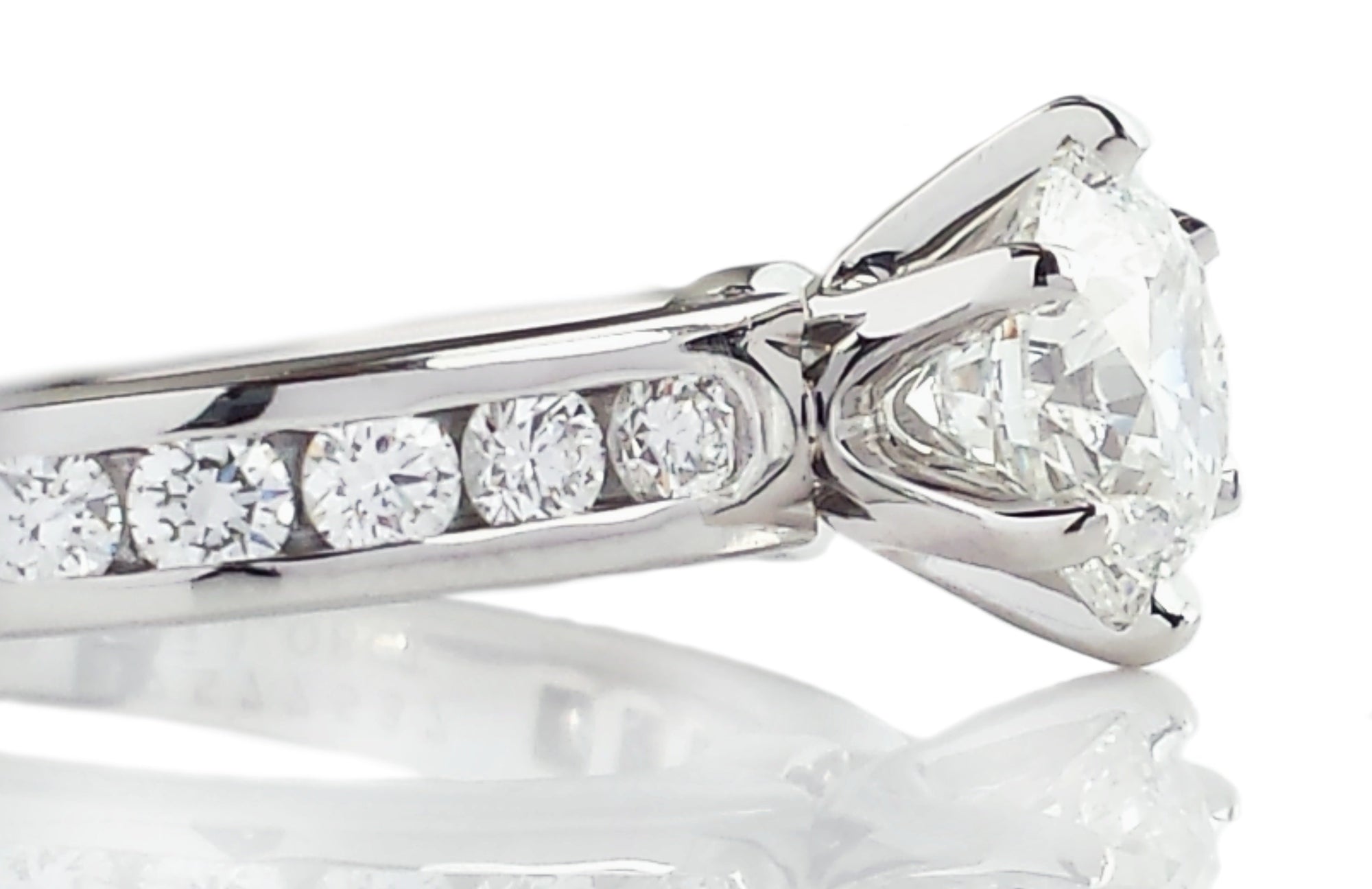 Tiffany & Co. 1.41tcw G/VS1 Triple XXX Round Brilliant Diamond Engagement Ring with Side Stones